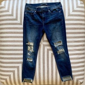 Express Mid Rise Ankle Legging Distressed Jeans